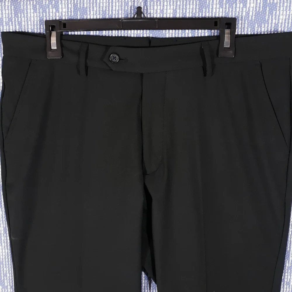 Byron British Style Dress Pants Mens 36 x 32 Black Performance Polyester